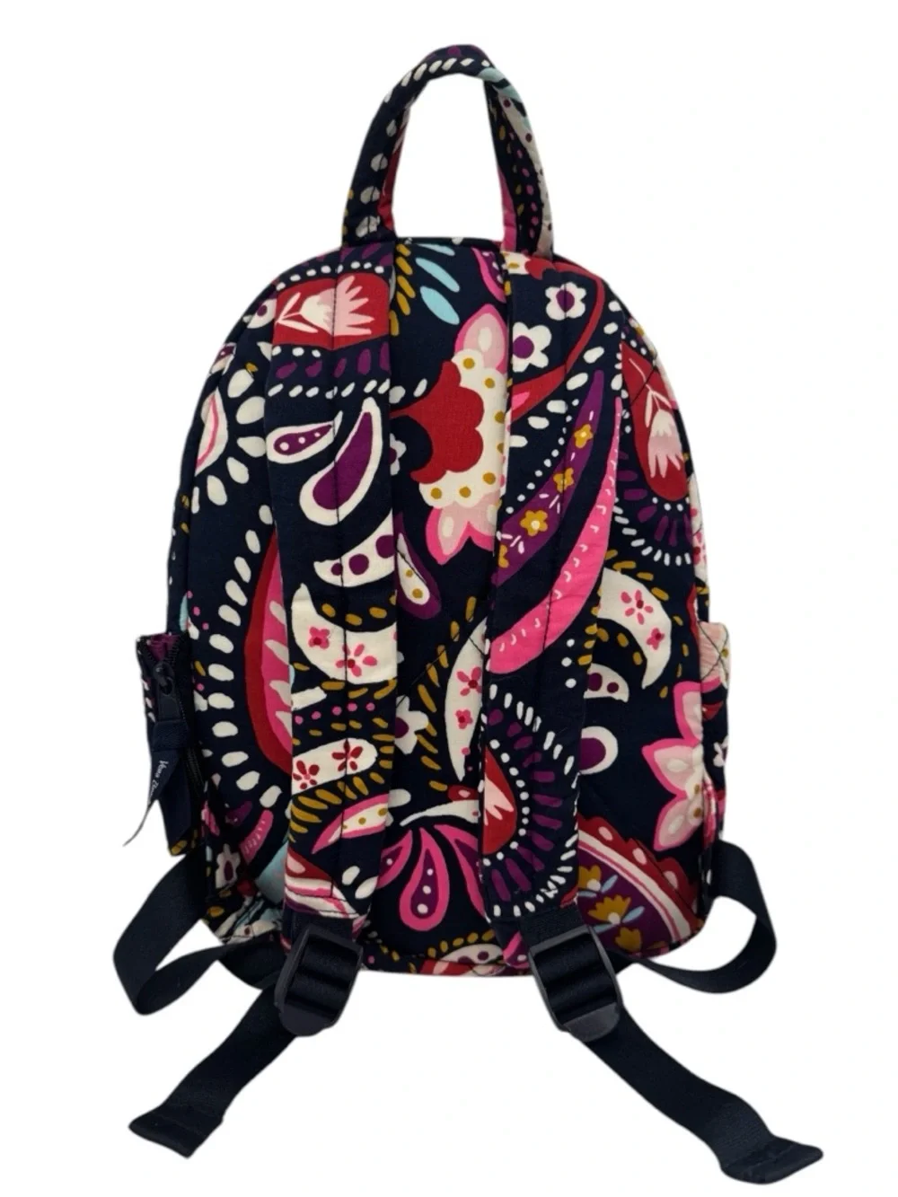 Vera Bradley Quilted Navy Pink Red Painted Paisley Backpack 14